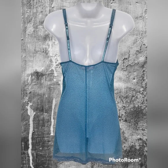 Victoria's Secret Intimates Blue Cheetah Sheer Lingerie Slip Size Small - Picture 5 of 6